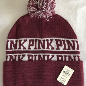 NWT VS PINK beanie One Size Burgundy